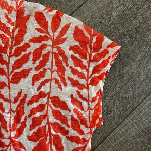 New Tropical Resort Wear Sleeveless Button Down Linen‎ V Neck Top Women's M - Picture 5 of 9